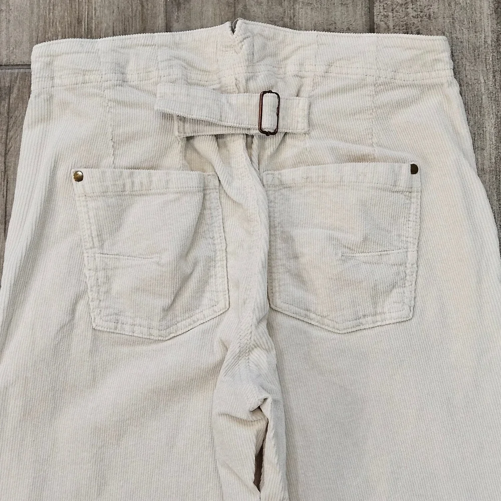 Pilcro The Kit High-Rise Wide-Leg Utility Trousers‎ Size 30T Cream Cinch Retro